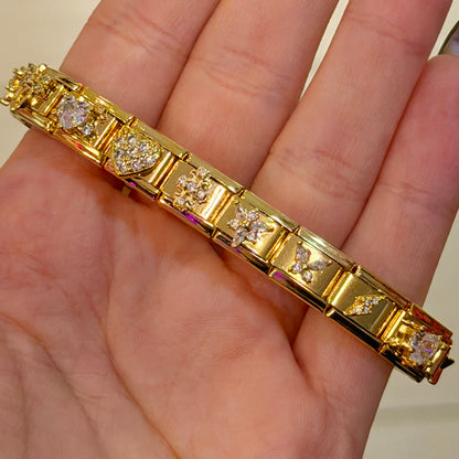 Glitzy Diamond Premade Italian Charm Bracelet