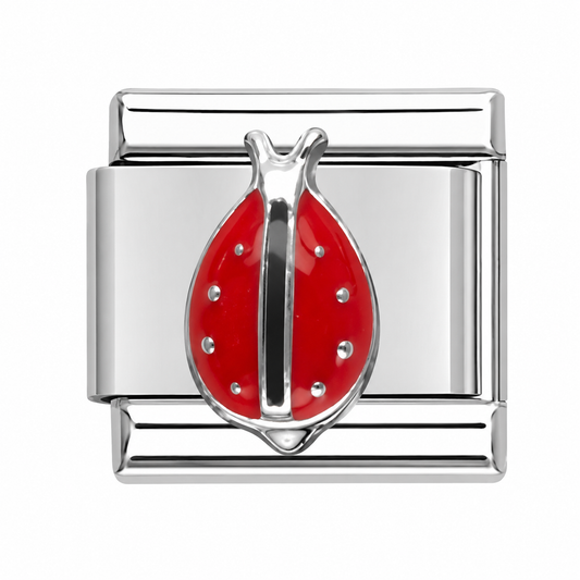 Ladybug Red Silver Italian Charm