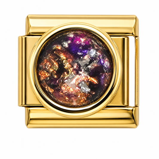 Purple & Gold Stone Italian Charm