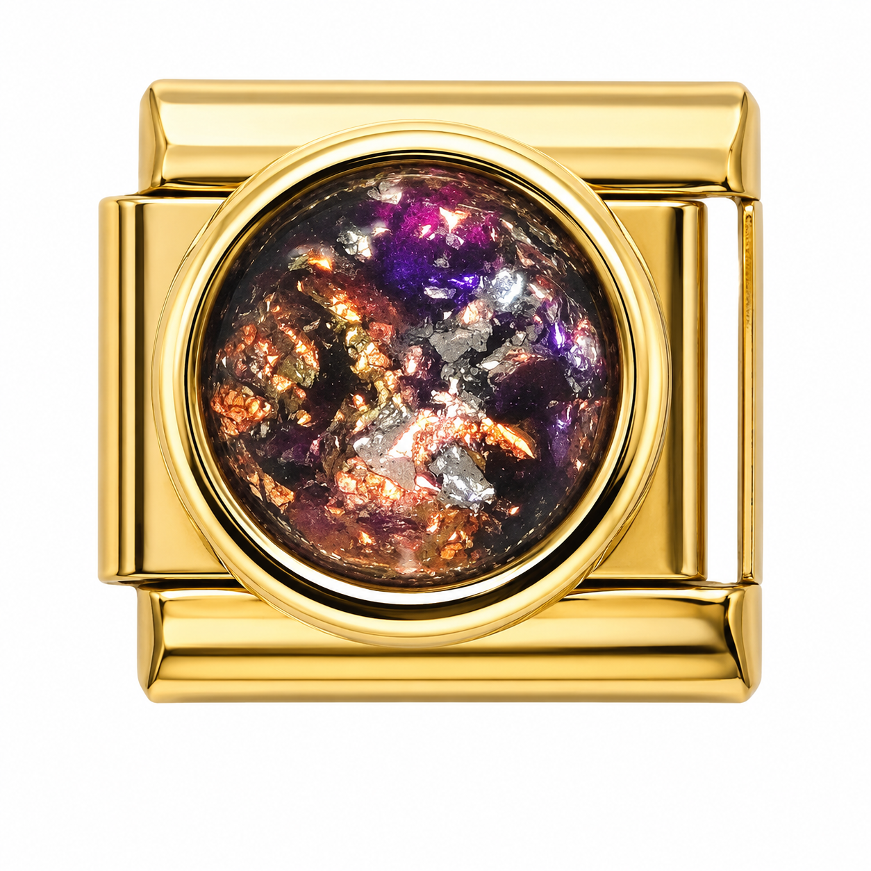 Purple & Gold Stone Italian Charm