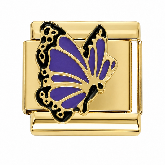 Purple Butterfly Gold Italian Charm