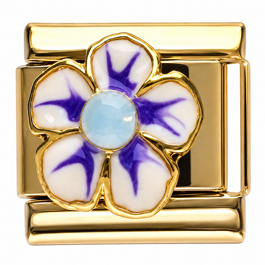 Purple Flower Gold Italian Charm
