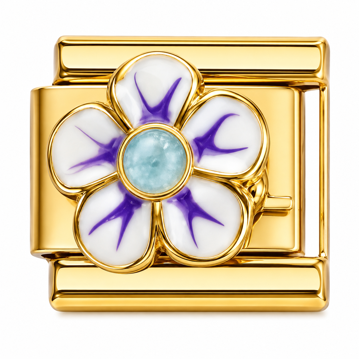 Purple Flower Gold Italian Charm