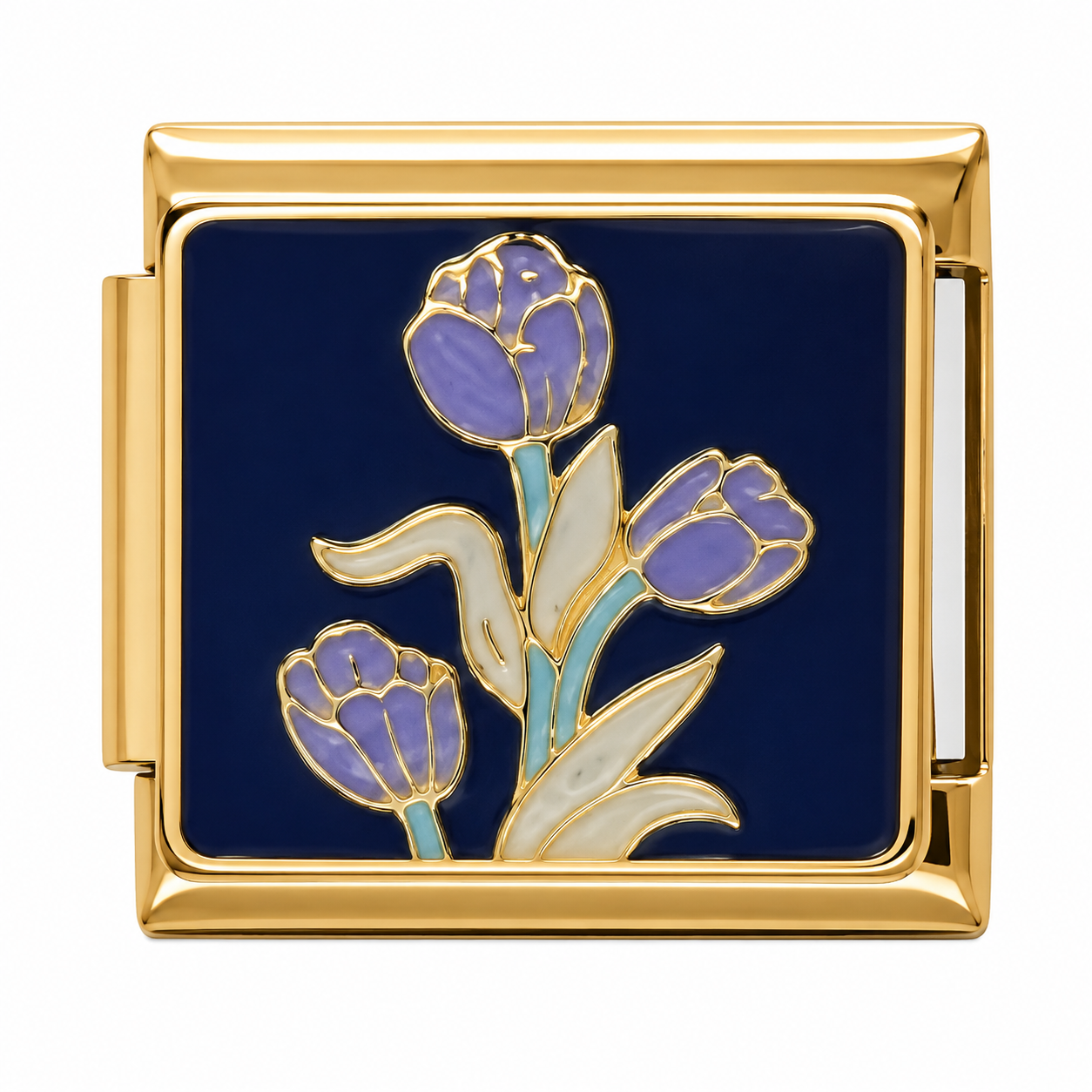 Purple Tulip Gold Italian Charm