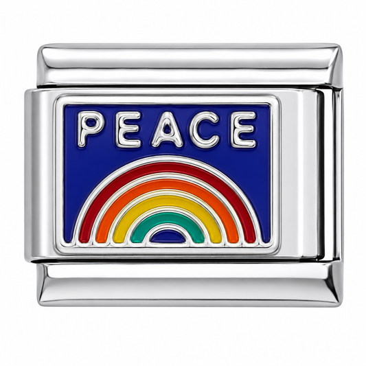 Rainbow Peace Silver Italian Charm