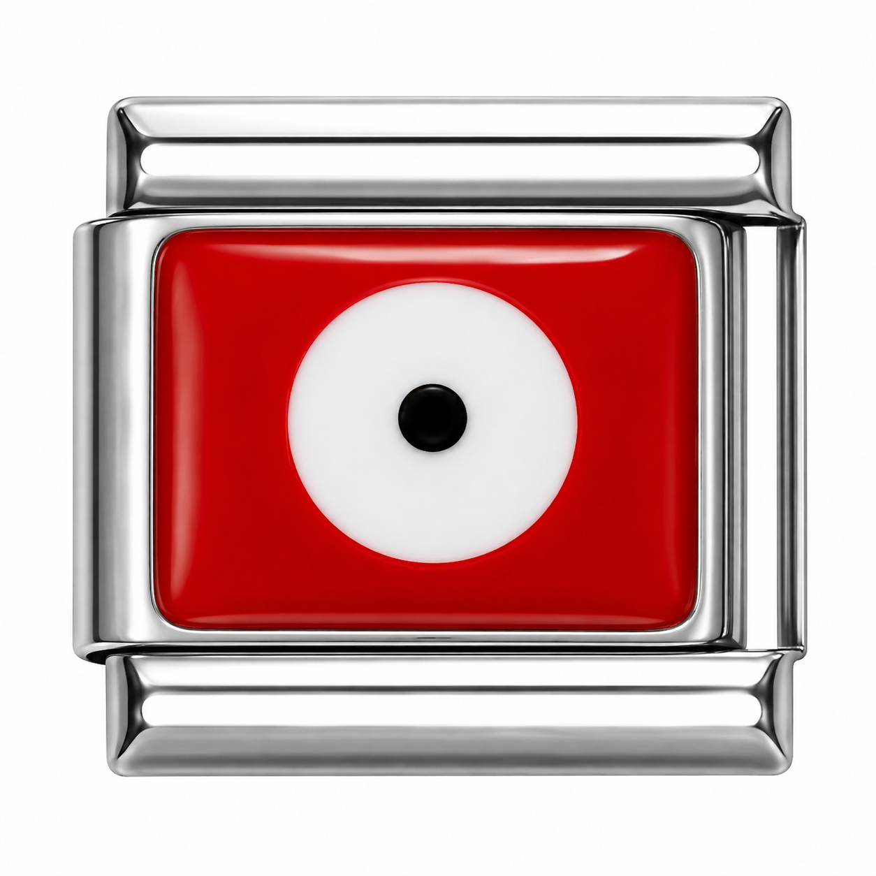 Red and White Eye Silver Italian Charm