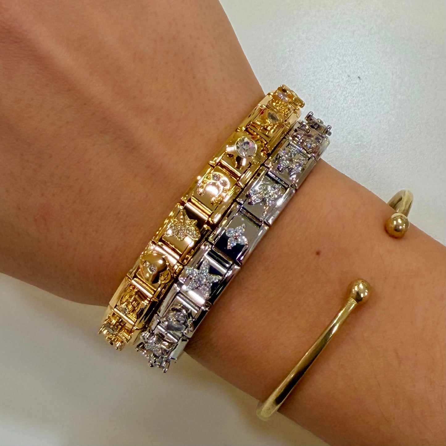 Glitzy Diamond Premade Italian Charm Bracelet