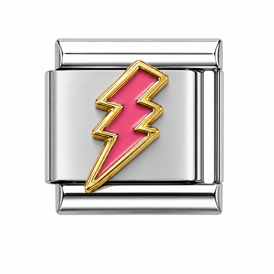 Pink Lightning Bolt Italian Charm