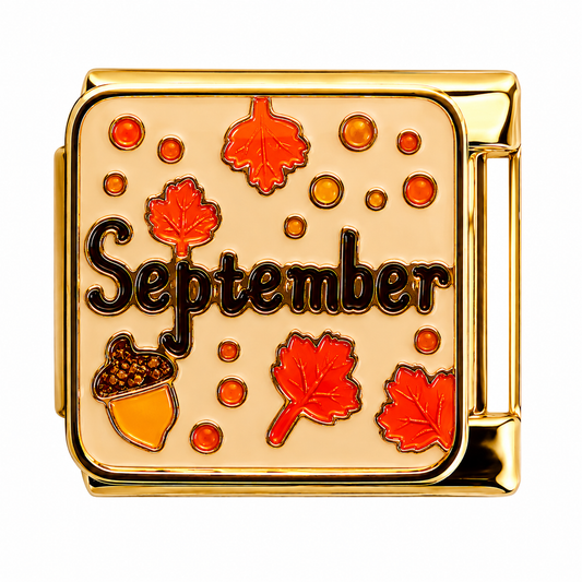 September Autumn Leaves Gold Italian Charm