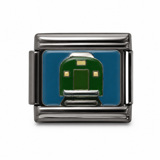 Green Train Silver Italian Charm