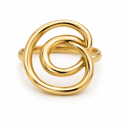 Gold Tone Abstract Interlocking Loop Statement Ring
