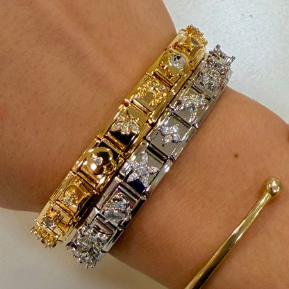Glitzy Diamond Premade Italian Charm Bracelet