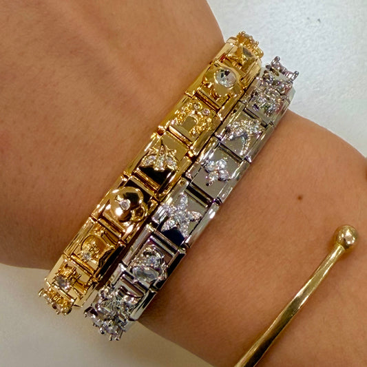 Glitzy Diamond Premade Italian Charm Bracelet