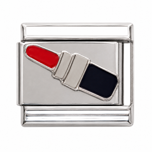 Red Lipstick Silver Italian Charm