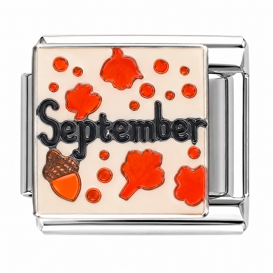 September Silver Italian Charm