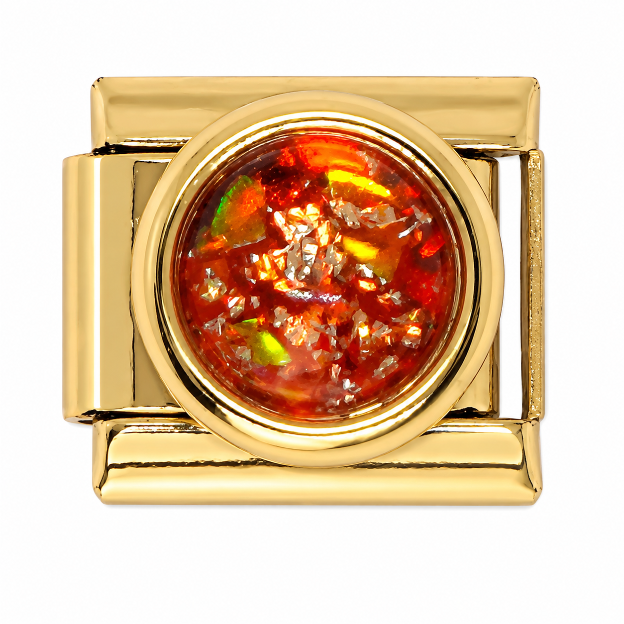 Amber Glitter Gold Italian Charm