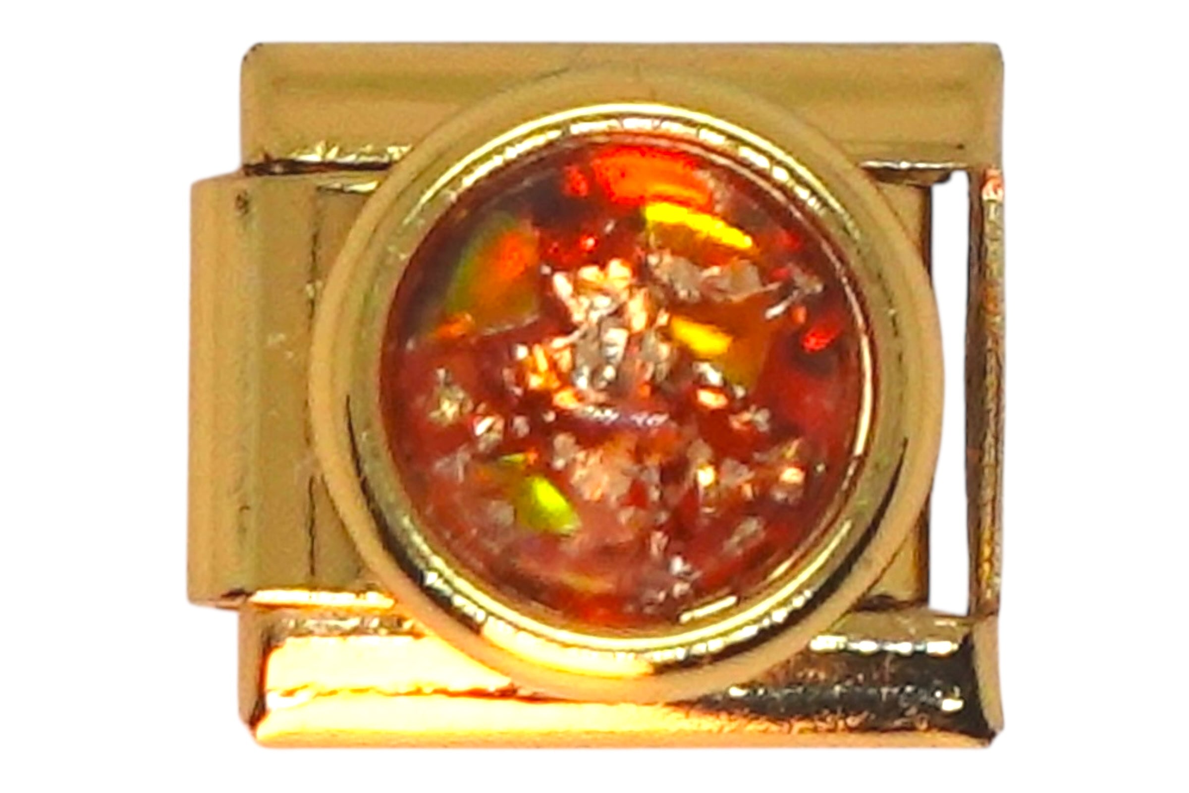 Amber Glitter Gold Italian Charm