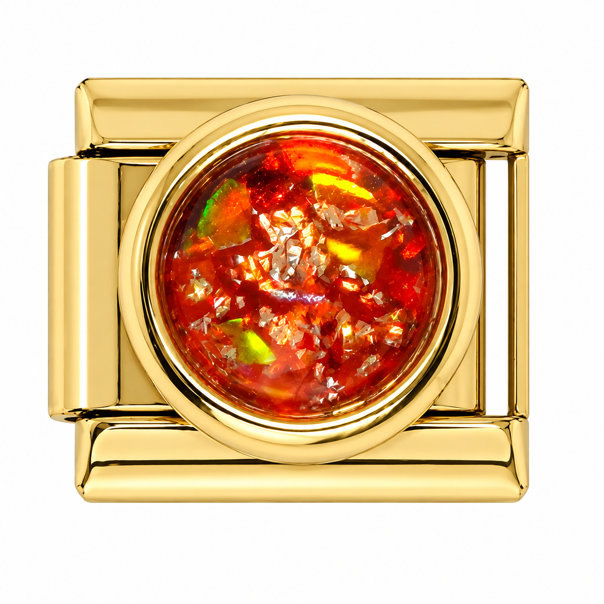 Amber Glitter Gold Italian Charm