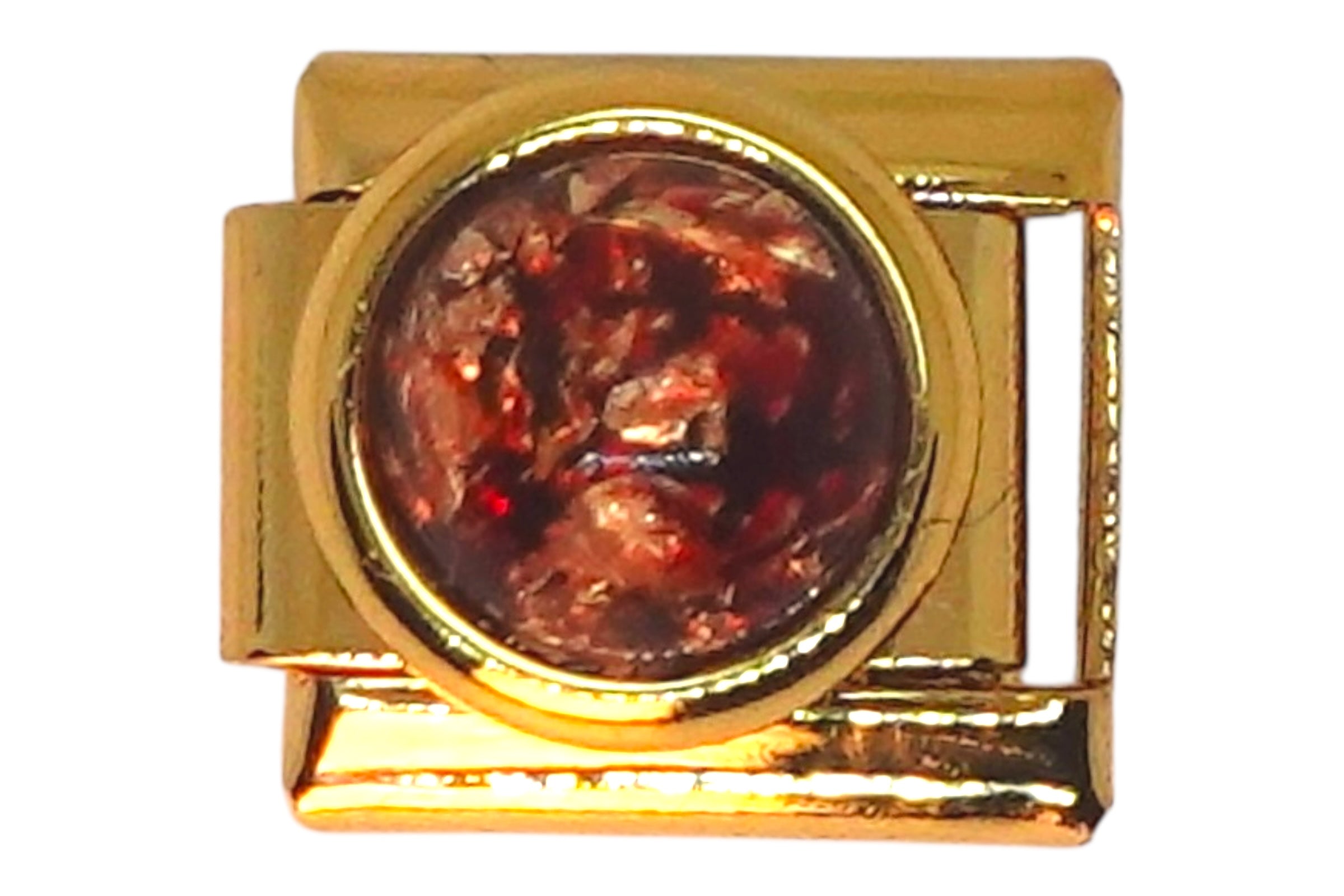 Amber Stone Gold Italian Charm