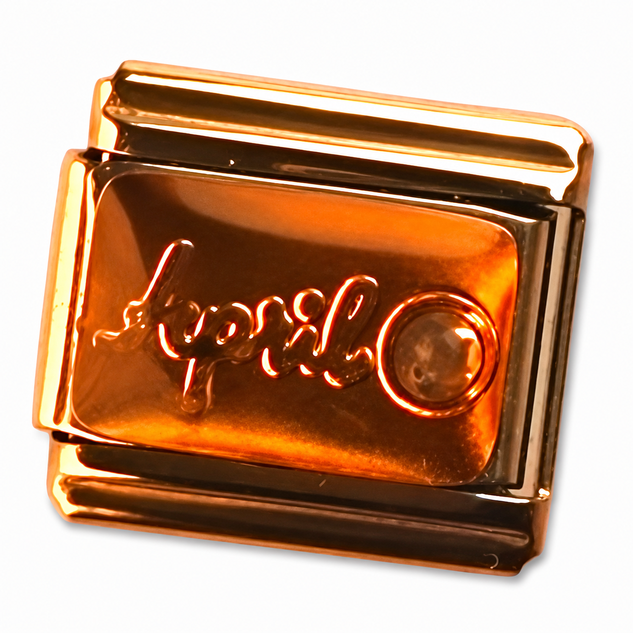 April Birthstone Gold Italian Charm