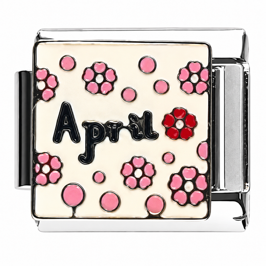 April Flowers Silver Italian Charm