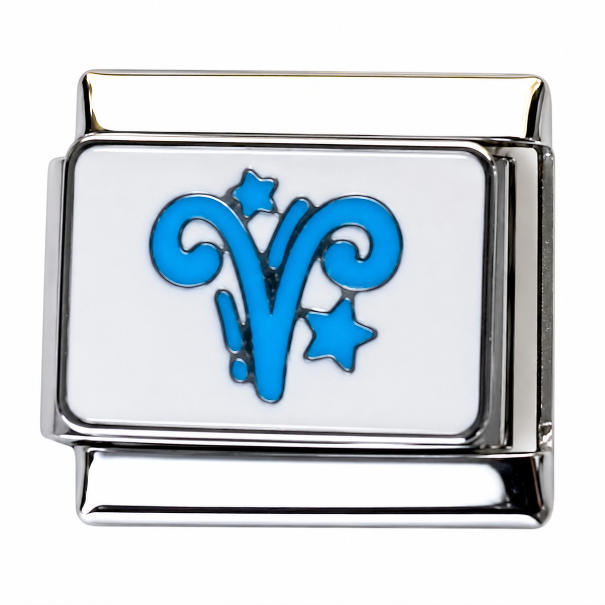 Aries Blue Silver Italian Charm