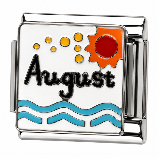 August Silver Italian Charm