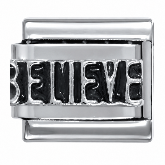 BELIEVE Word Italian Charm