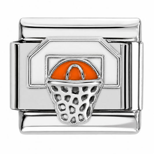 Basketball Hoop Silver Italian Charm