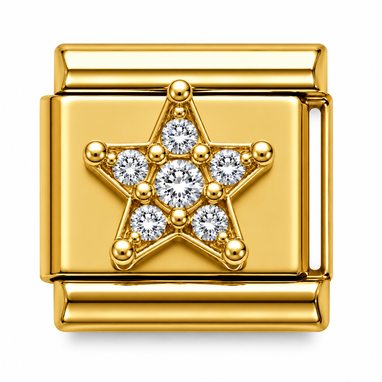 Beaded Crystal Star Gold Italian Charm