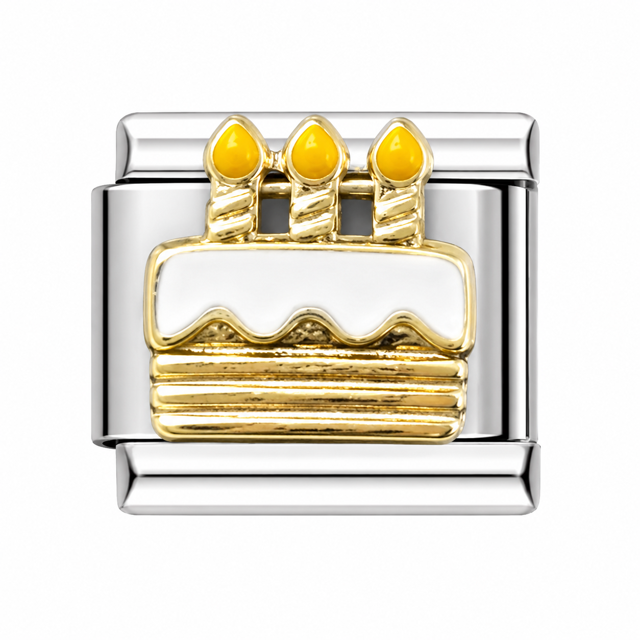 Birthday Cake Silver Italian Charm