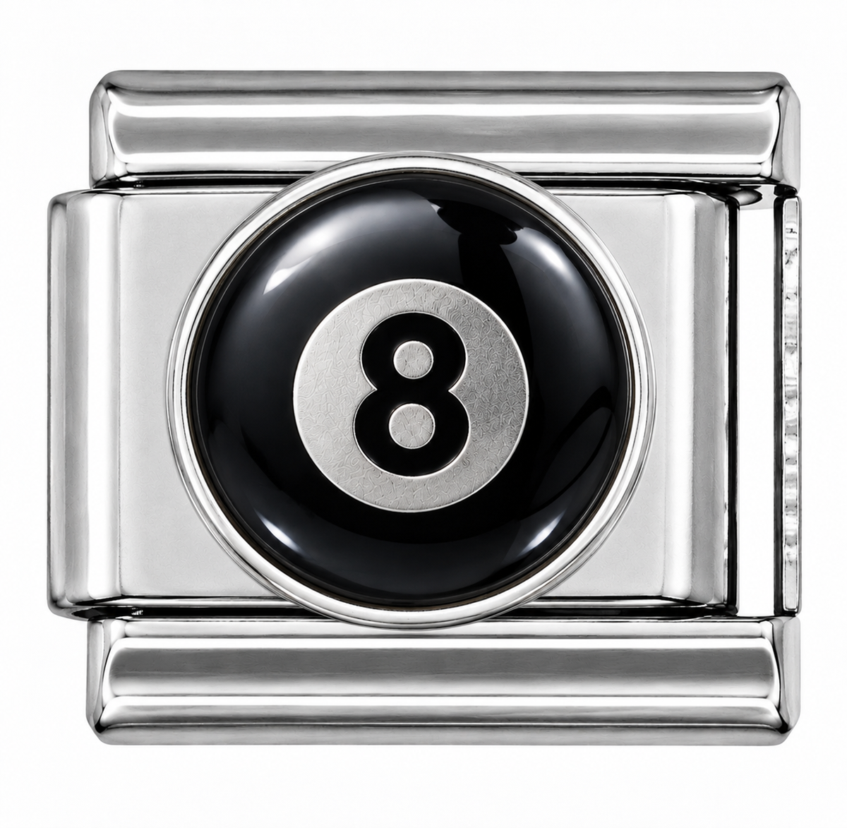 Black 8-Ball Billiards Silver Italian Charm