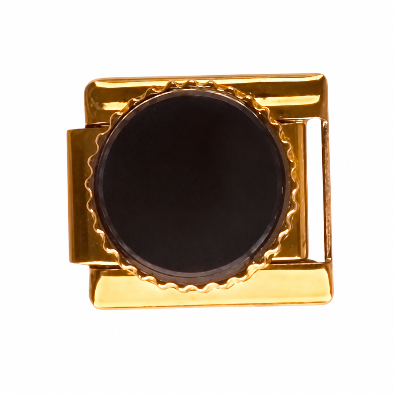 Black Circle Gold Italian Charm