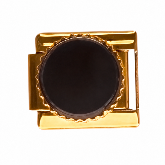Black Circle Gold Italian Charm