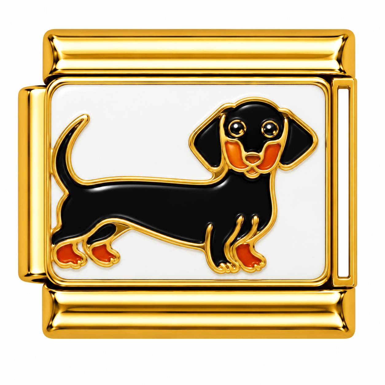 Black Dachshund Gold Italian Charm