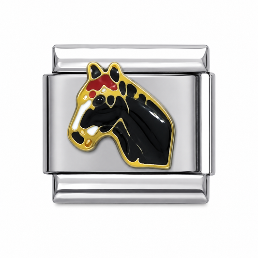 Black Horse Head Italian Charm