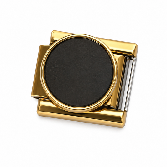 Black Mother of Pearl Gold Italian Charm