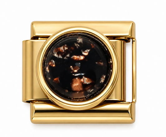 Black Stone Gold Italian Charm