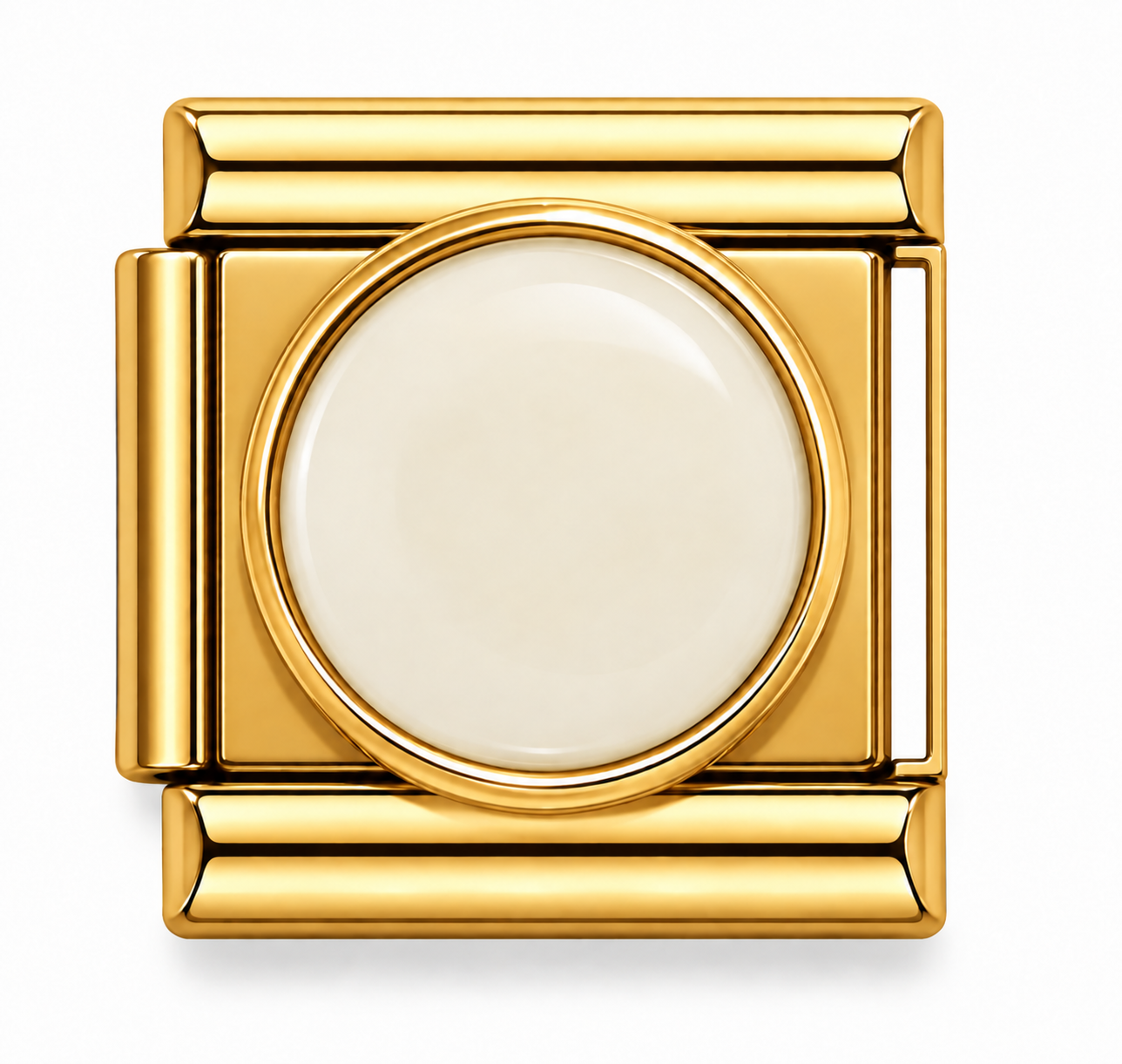 Blank Round White Gold Italian Charm