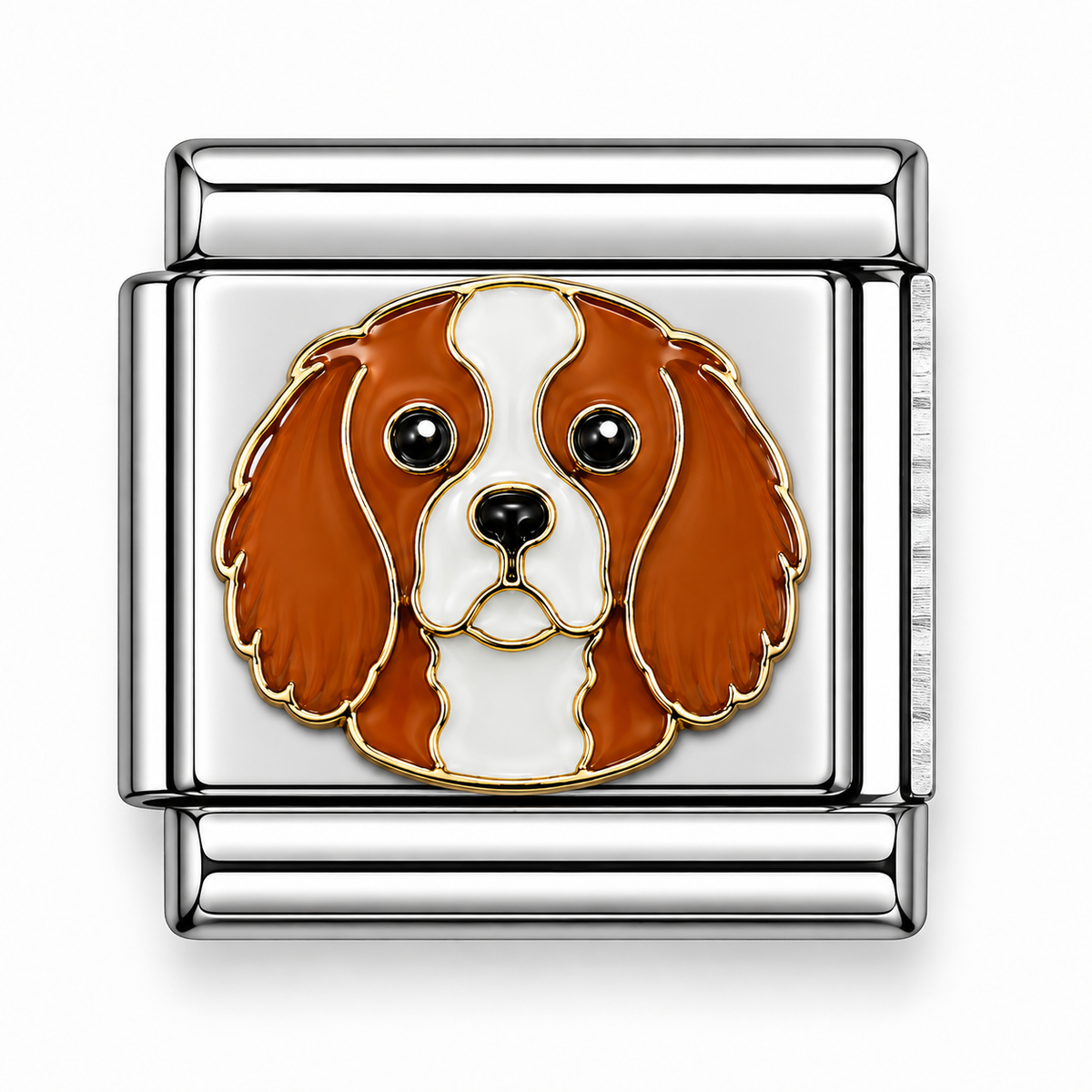 Blenheim Cavalier King Charles Spaniel Two-Tone Silver Italian Charm