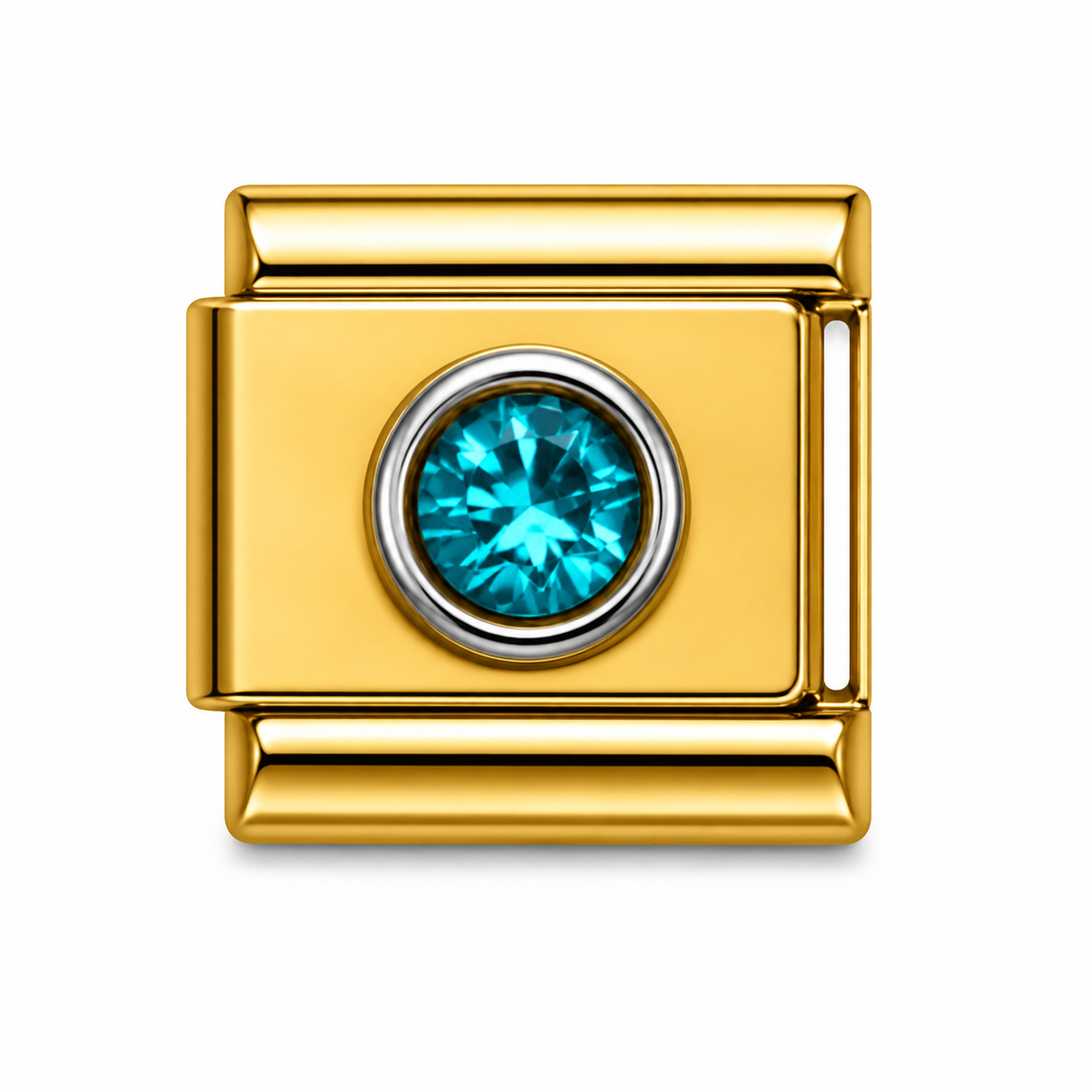 Blue Crystal Solitaire Gold Italian Charm