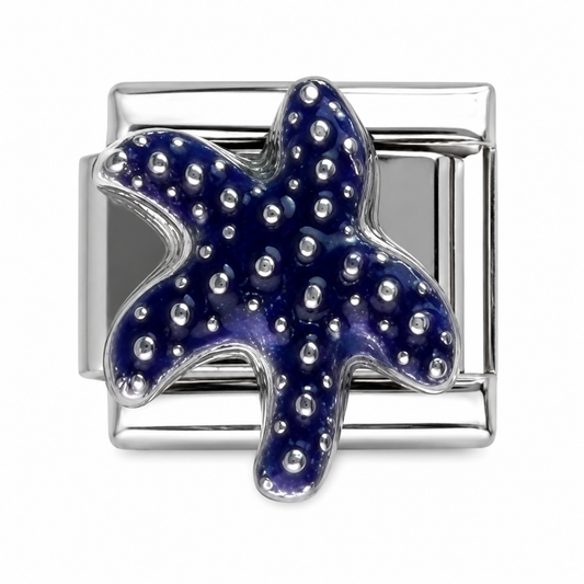 Blue Diamond Starfish Silver Italian Charm