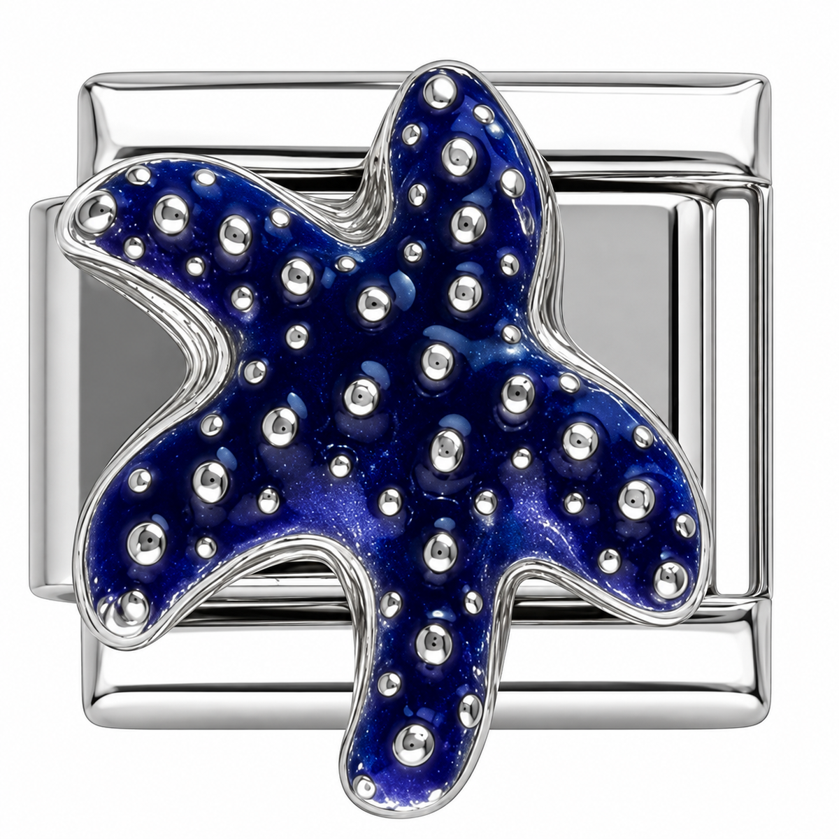 Blue Diamond Starfish Silver Italian Charm