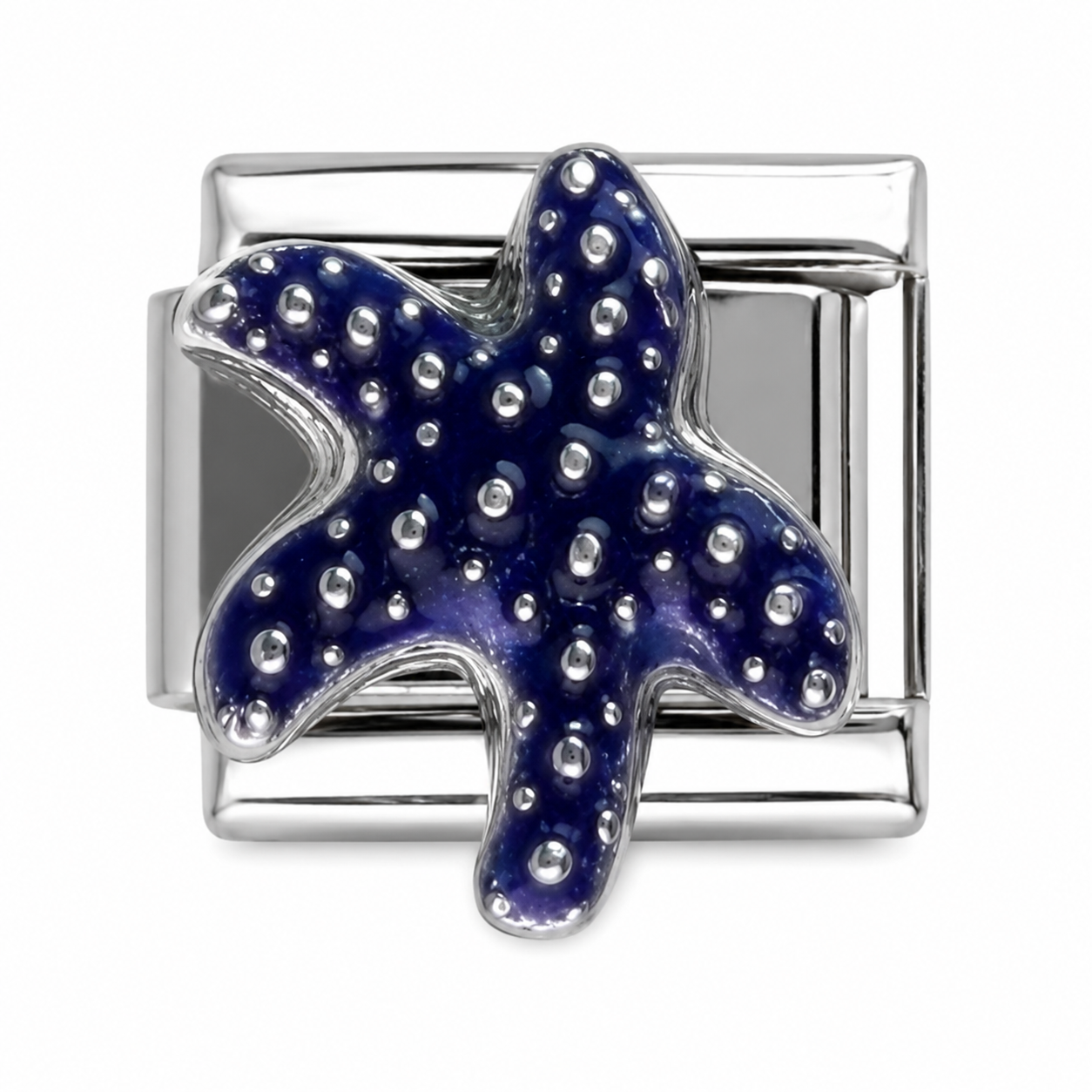 Blue Diamond Starfish Silver Italian Charm