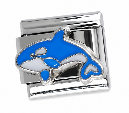 Blue Dolphin Silver Italian Charm