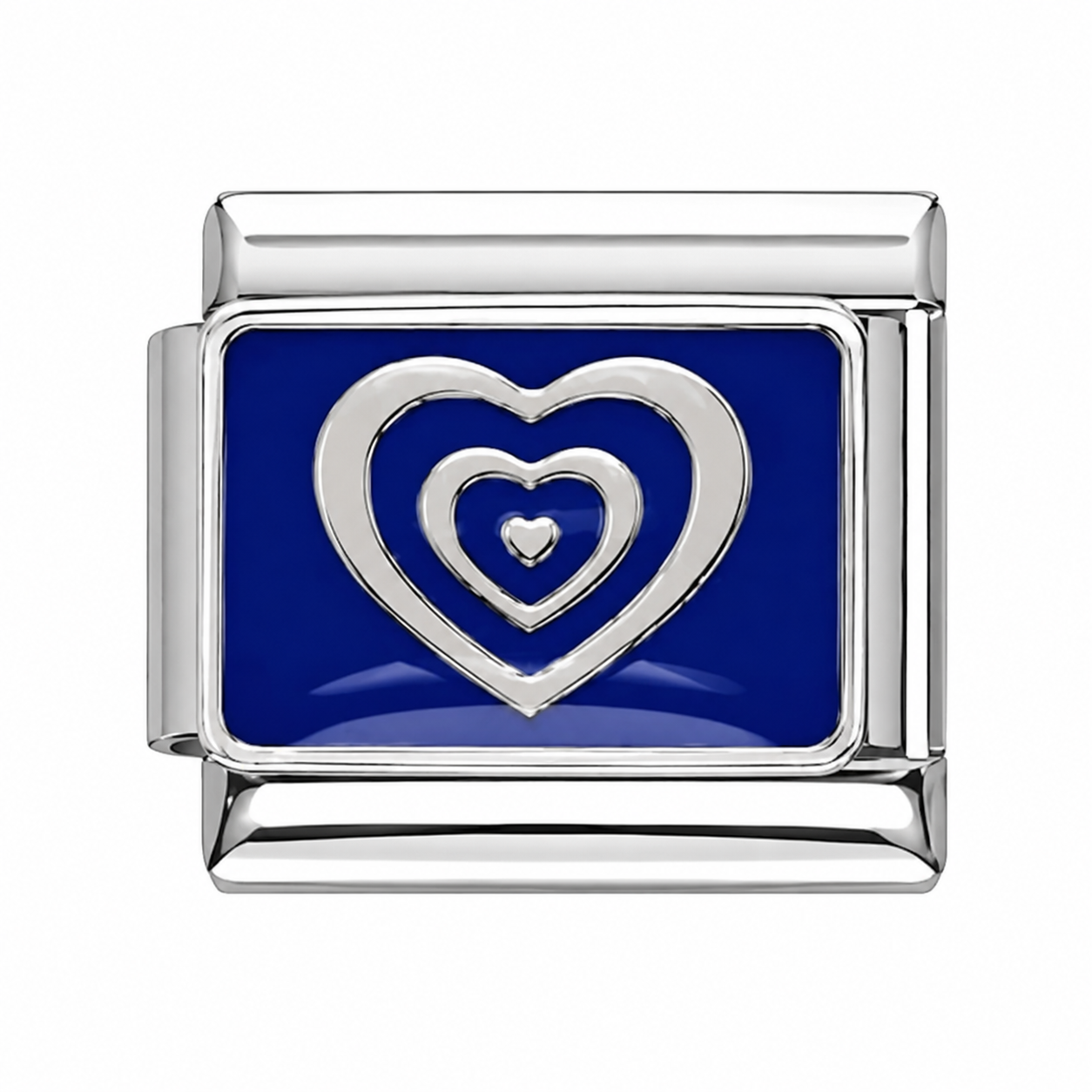 Blue Double Heart Gold Italian Charm