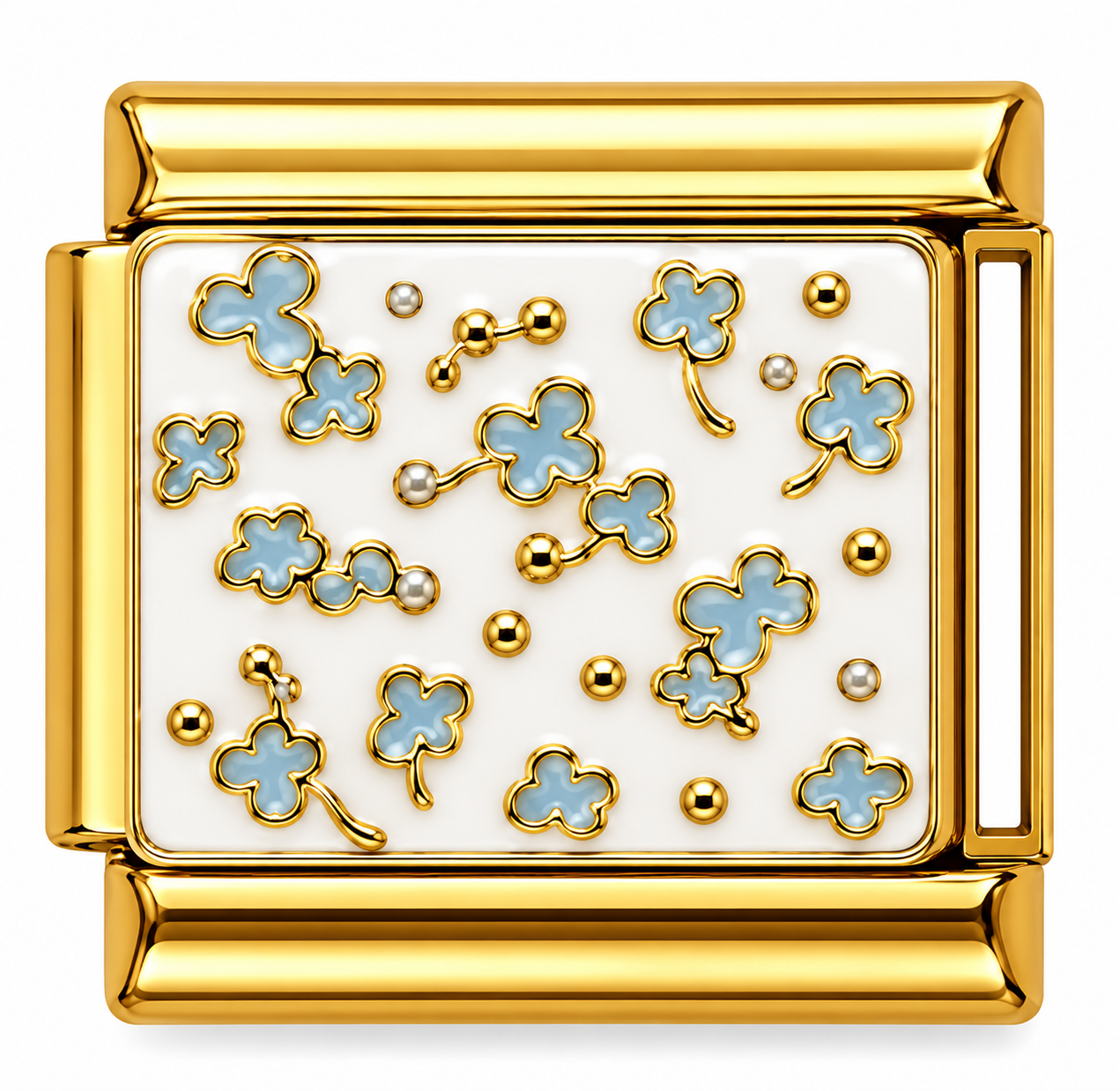 Blue Florals Gold Italian Charm
