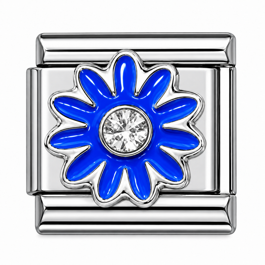 Blue Flower Italian Charm