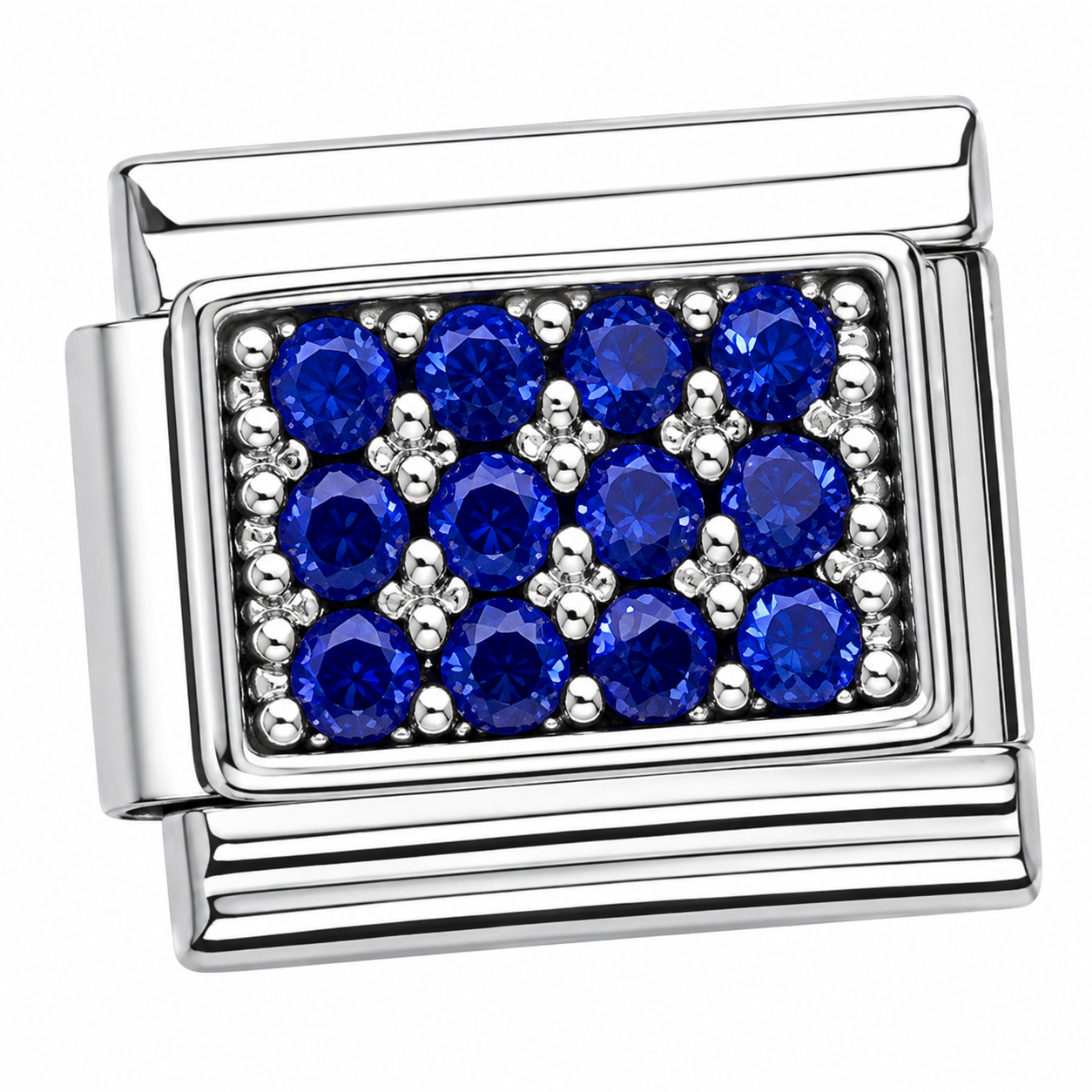 Blue Sapphire Pave Silver Italian Charm