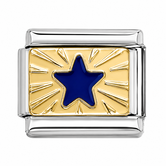 Blue Star Silver Italian Charm